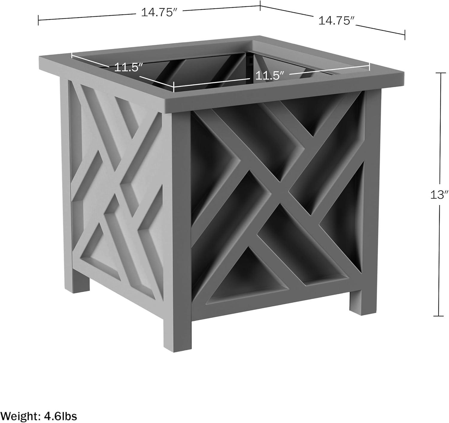 Pure Garden 14.75" Lattice Planter Box, Gray