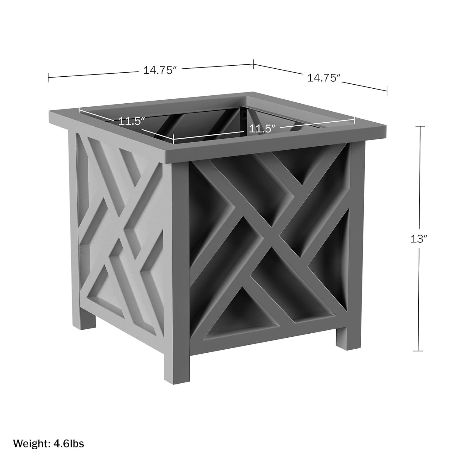 Pure Garden 14.75" Lattice Planter Box, Gray