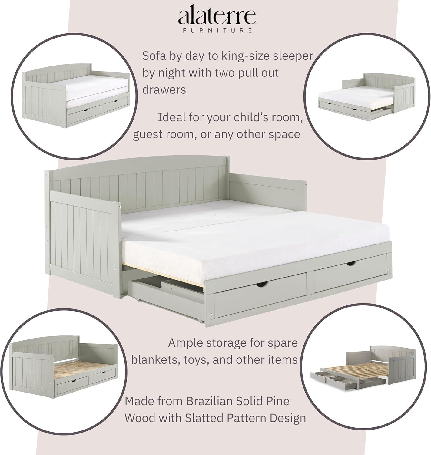 Alaterre Furniture King Harmony Kids' Daybed with Conversion Dove Gray