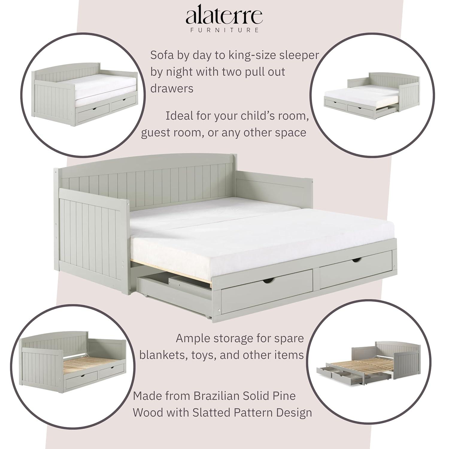 Alaterre Furniture King Harmony Kids' Daybed with Conversion Dove Gray