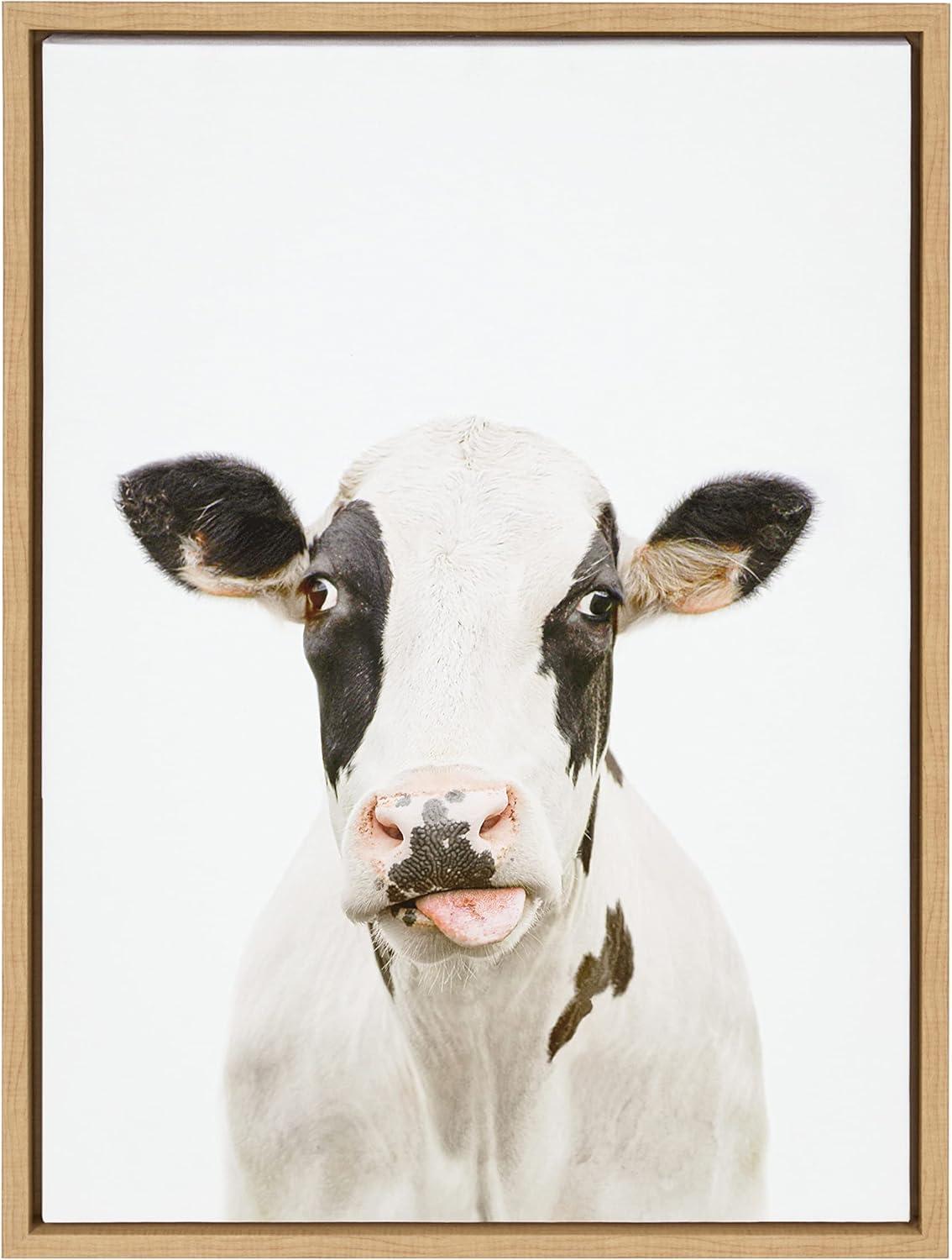 18" x 24" Sylvie Holstein Cow Portrait Framed Canvas by Amy Peterson - Kate & Laurel All Things Decor