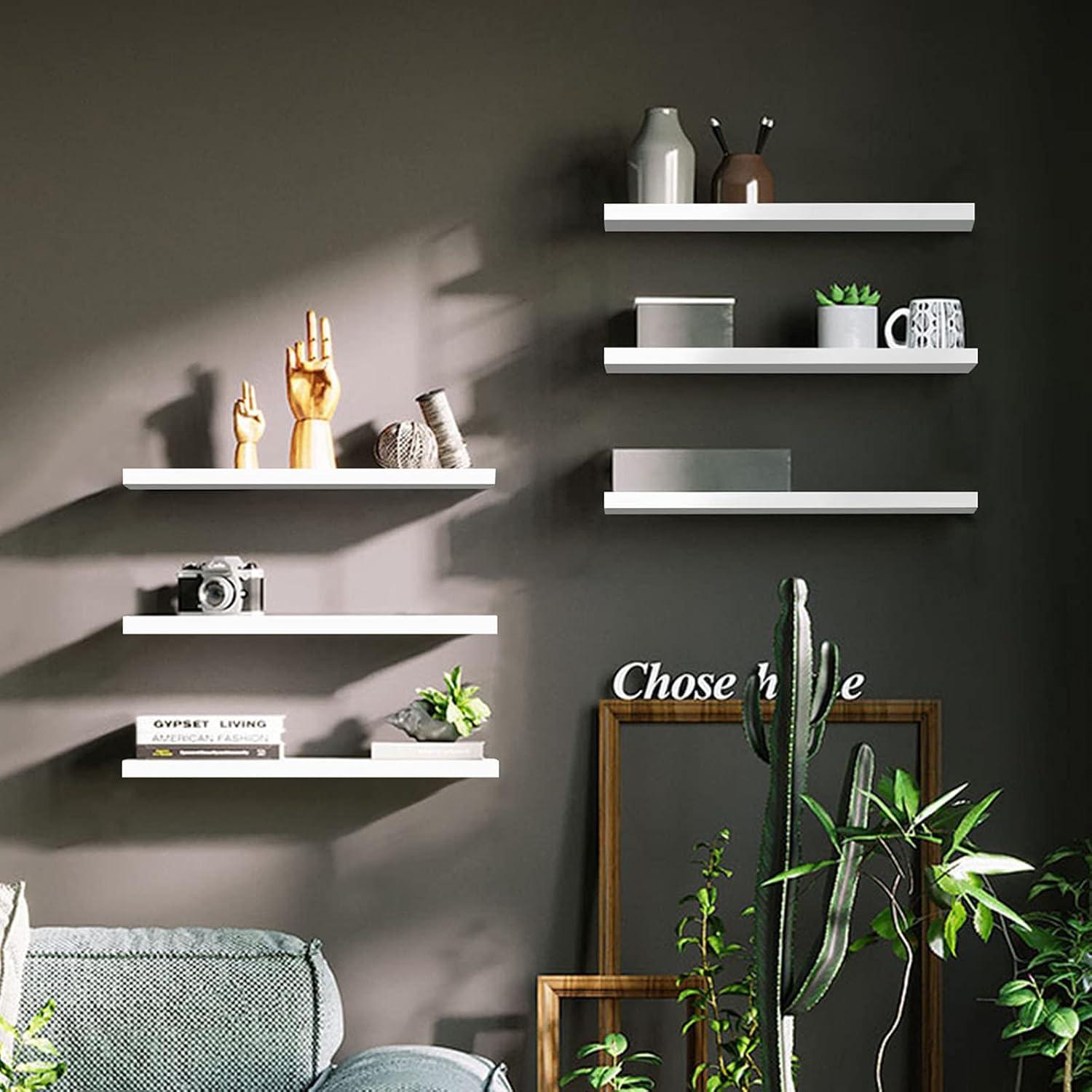 White MDF Floating Wall Shelves Set of 3