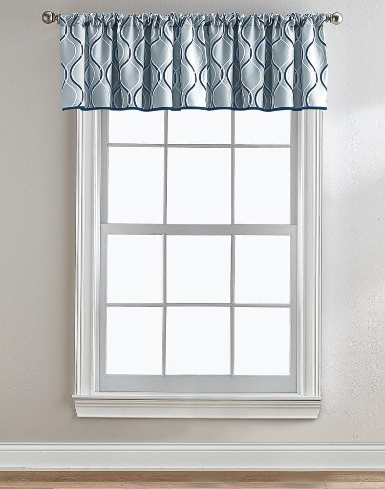 CHF Industries Geometric Rod Pocket Energy Efficient Kitchen Valances, 50"x18", Gray, Adult