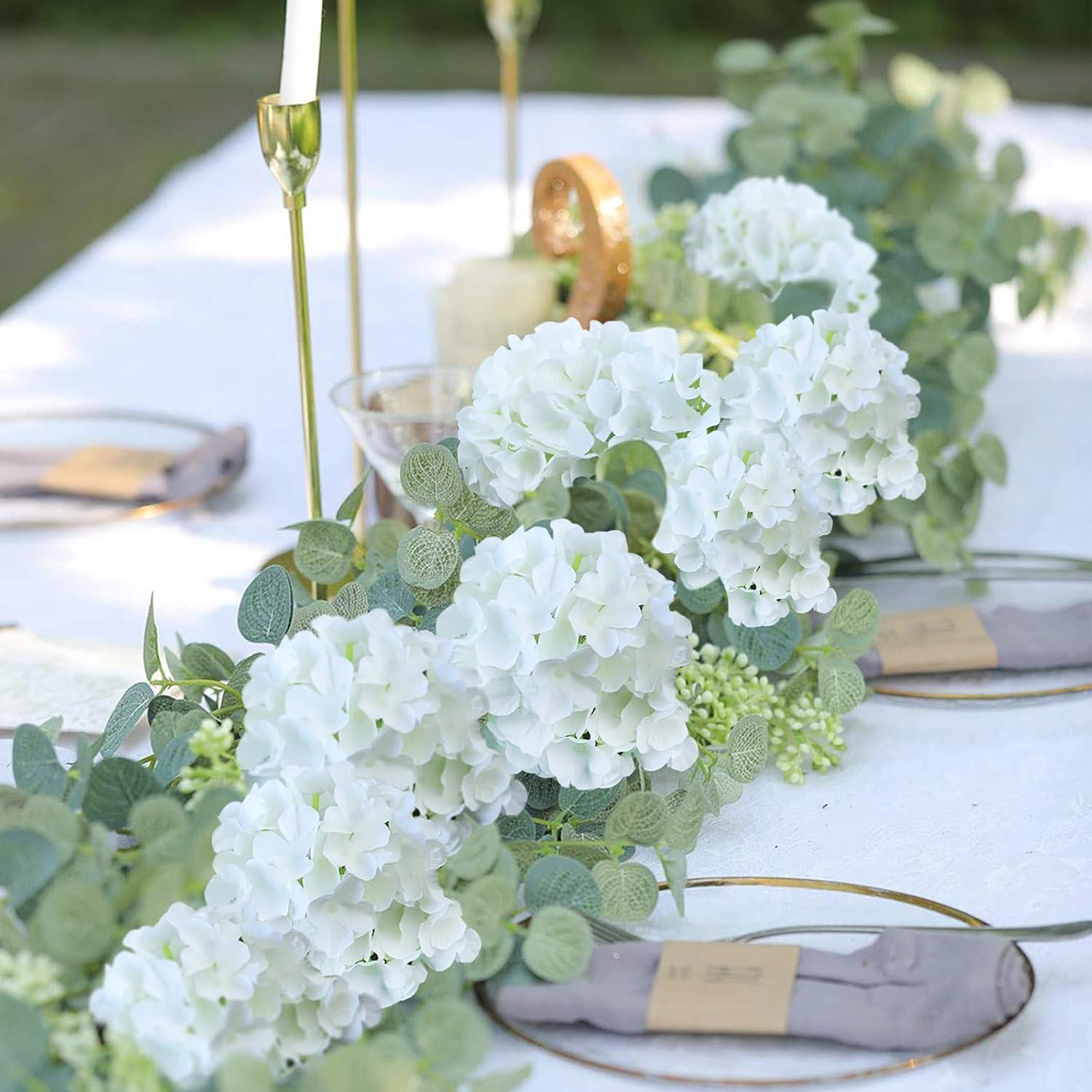 AVIVIHO Hydrangea Artificial Flowers Realistic White Fake Hydrangeas Silk Flowers with Stems Pack of 10 for Spring Mother's Day Easter Gifts Wedding Floral Bouquet Home Decor Party Decoration