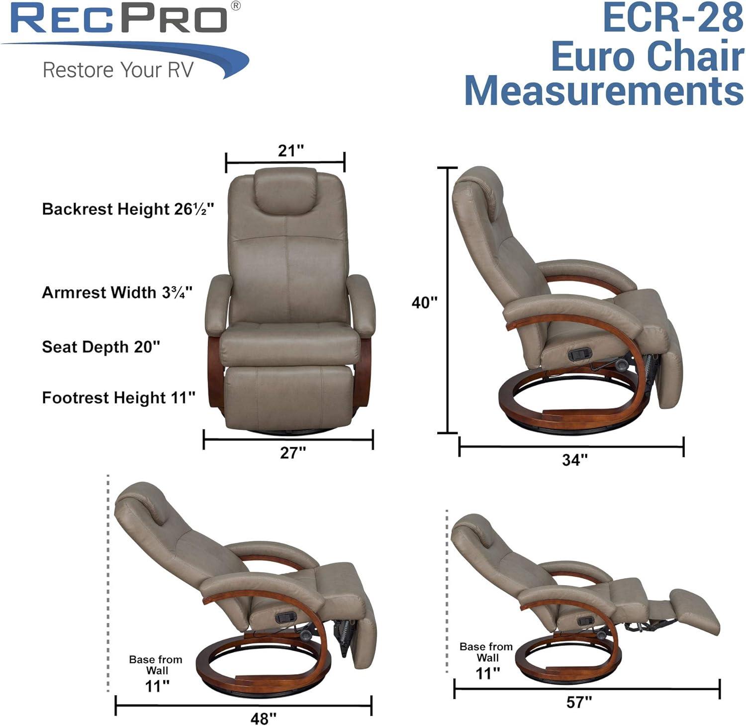 RecPro Charles 28" RV Euro Chair Recliner | Modern Design | RV Furniture | Cloth (Oatmeal, 1 Chair)