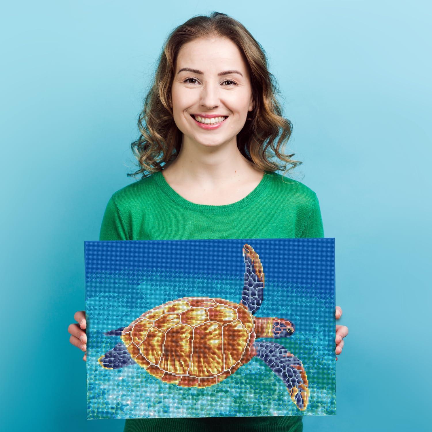 Graceful Swimmer Turtle Square Diamond Painting Kit 14.57" x 20.47"