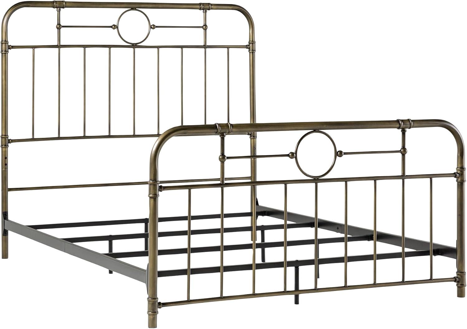 Antique White Metal Pipe Queen Bed with Powder Coated Finish