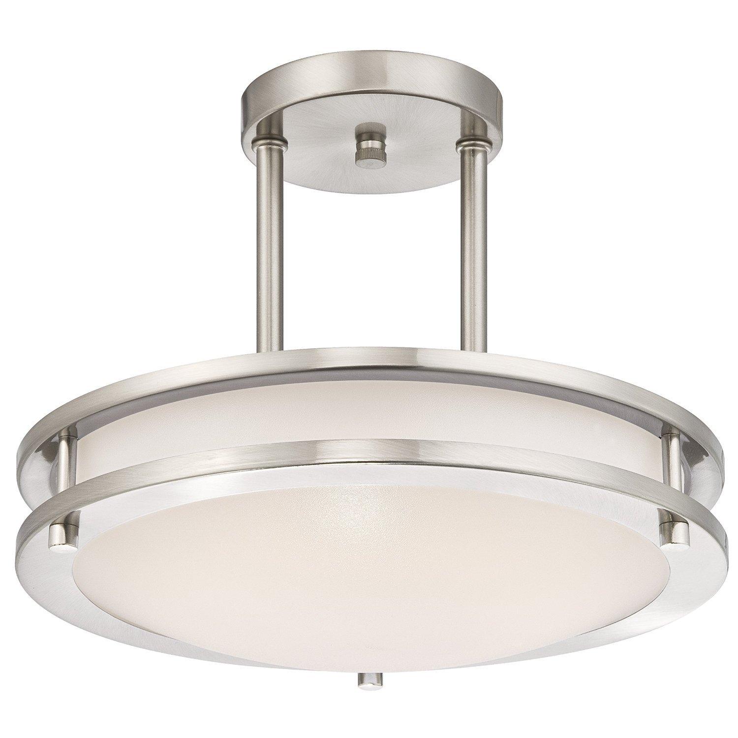 12" LED Semi Flush Mount Ceiling Fixture, Brushed Nickel