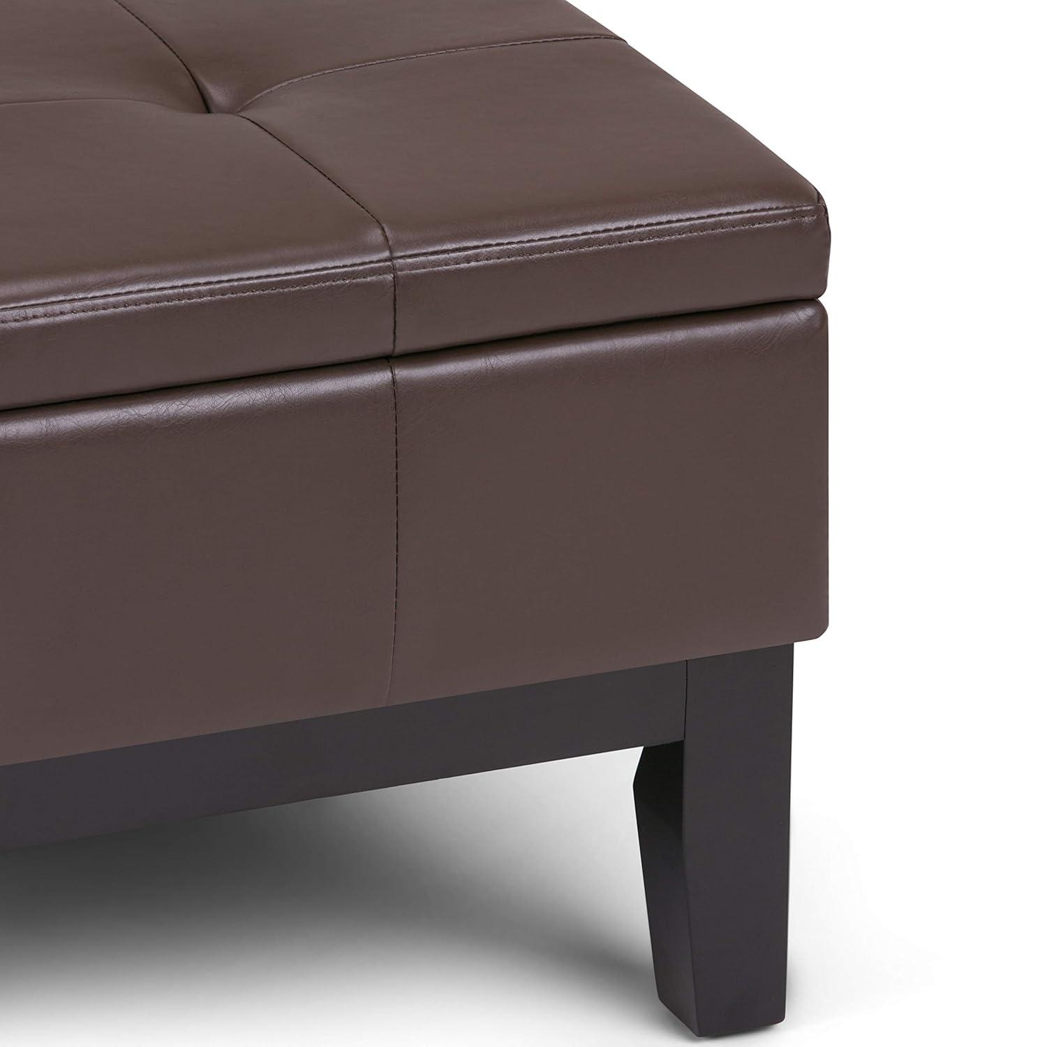 Simpli Home Dover 36"W Upholstered Square Coffee Table Storage Ottoman with Split Tufted Lift Top & Reviews | Wayfair