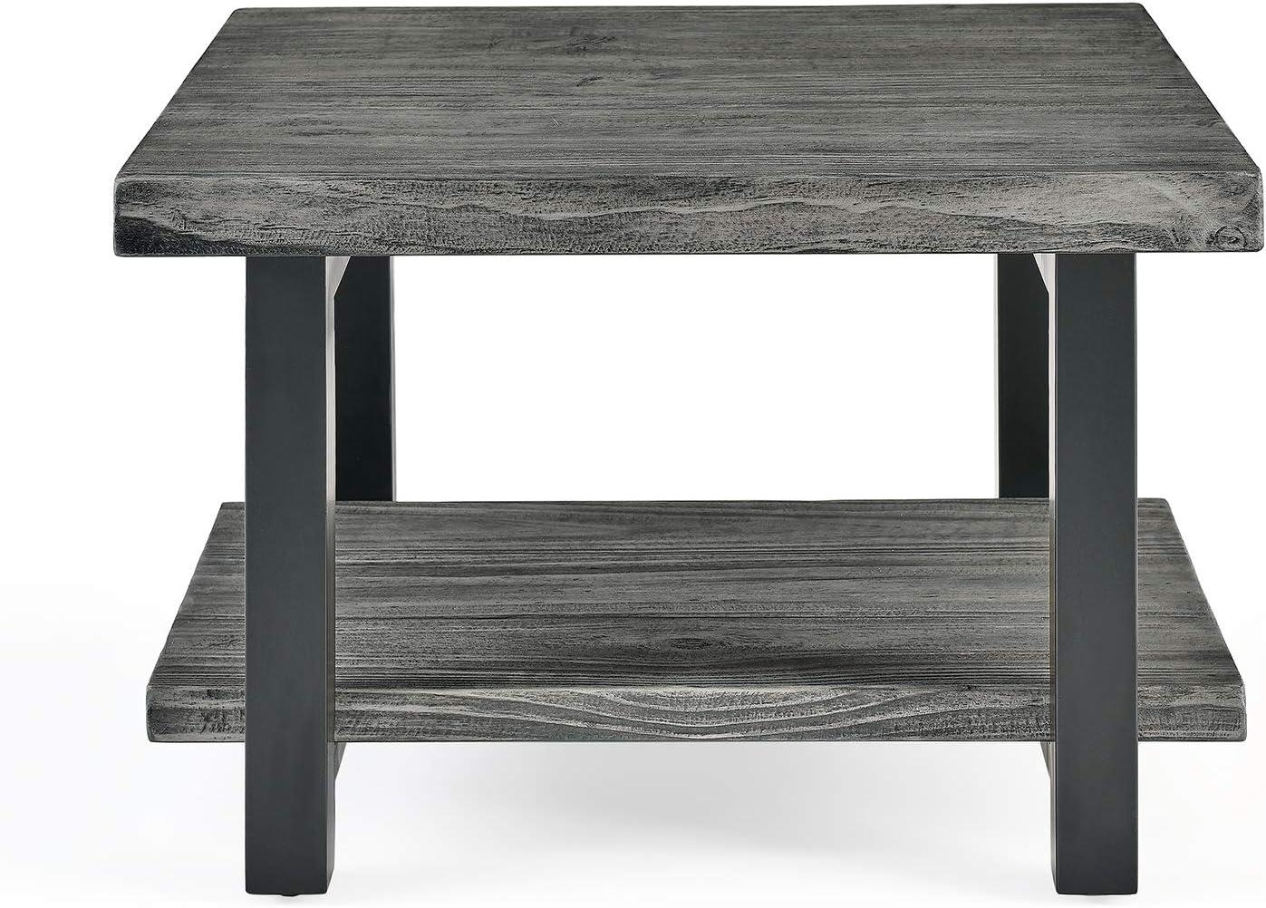 27" Pomona Metal and Reclaimed Wood Square Coffee Table Slate Gray - Alaterre Furniture