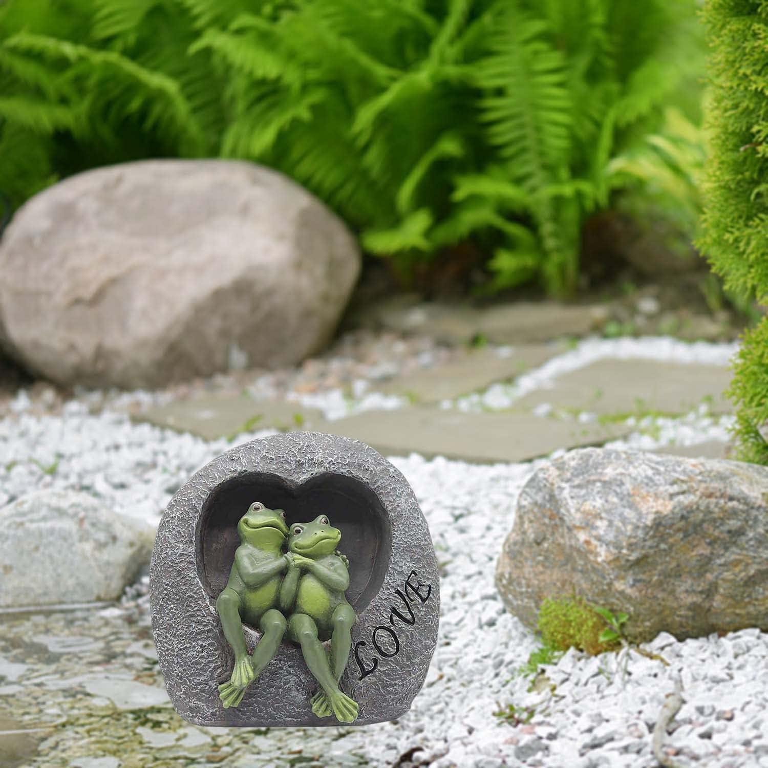 7.09”H Lover Frog Statues for Garden-Resin Frogs Couple Figurines , Frog Outdoor Decor Lawn