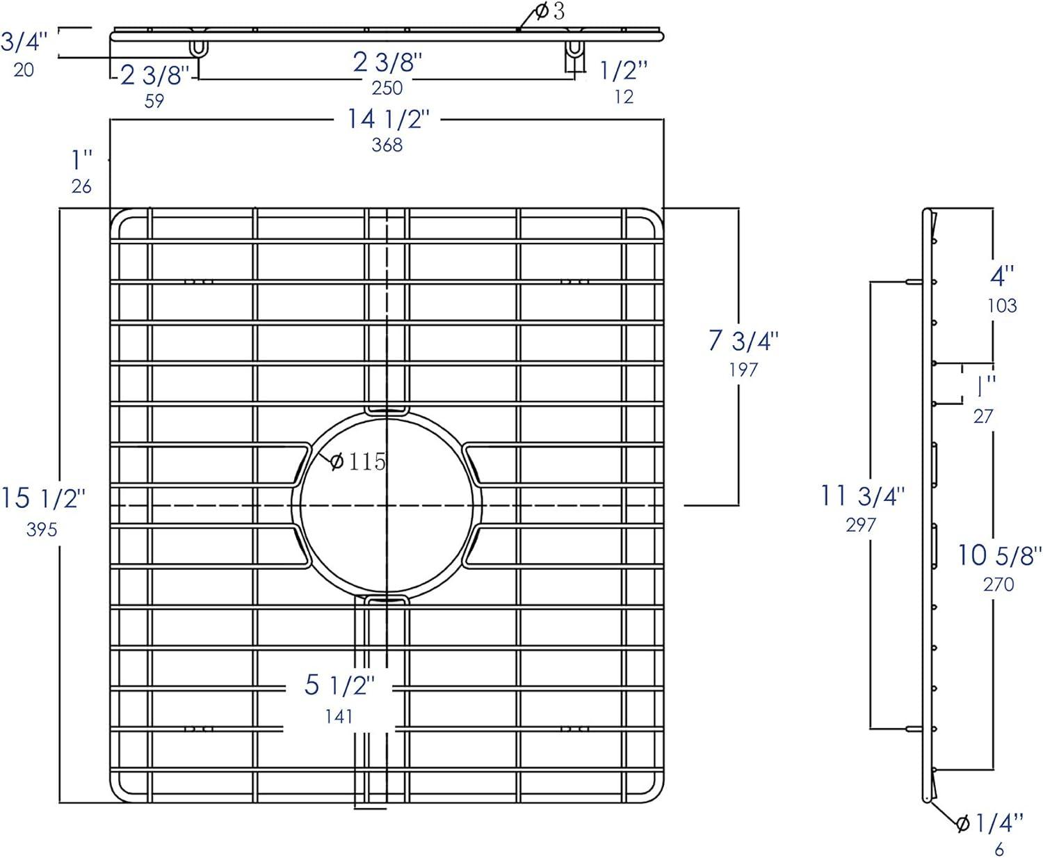 Brushed Stainless Steel Kitchen Sink Grid with Plastic Feet