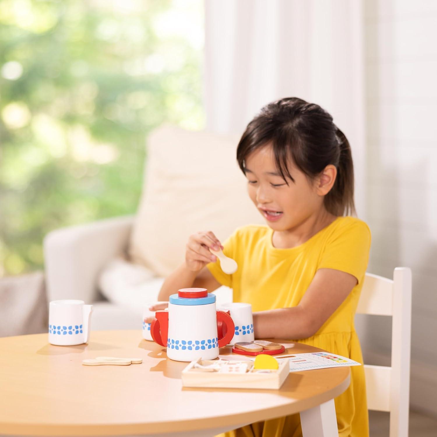 Melissa & Doug 22 Piece Wooden Steep and Serve Tea Set