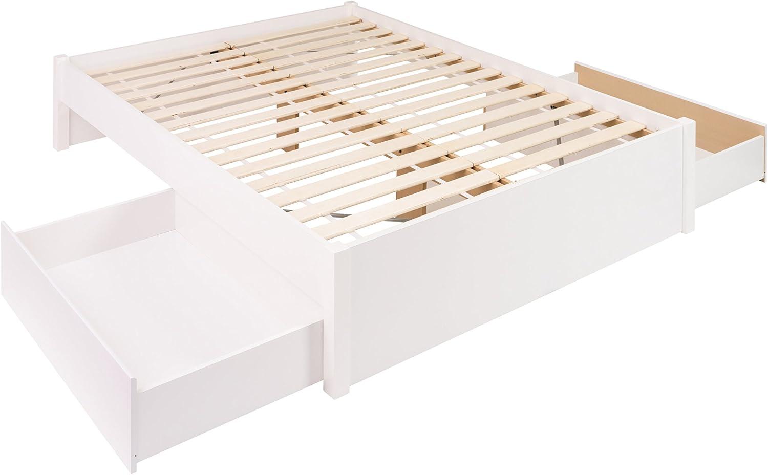 Queen Select 4 - Post Platform Bed with 2 Drawers White - Prepac
