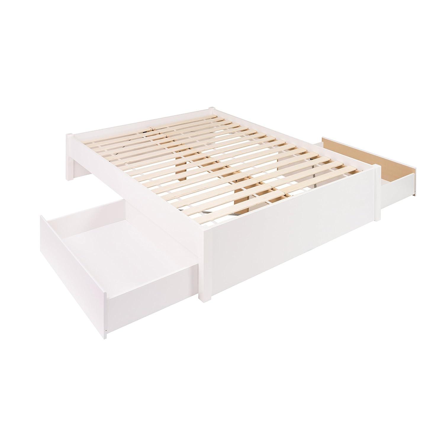 Queen Select 4 - Post Platform Bed with 2 Drawers White - Prepac