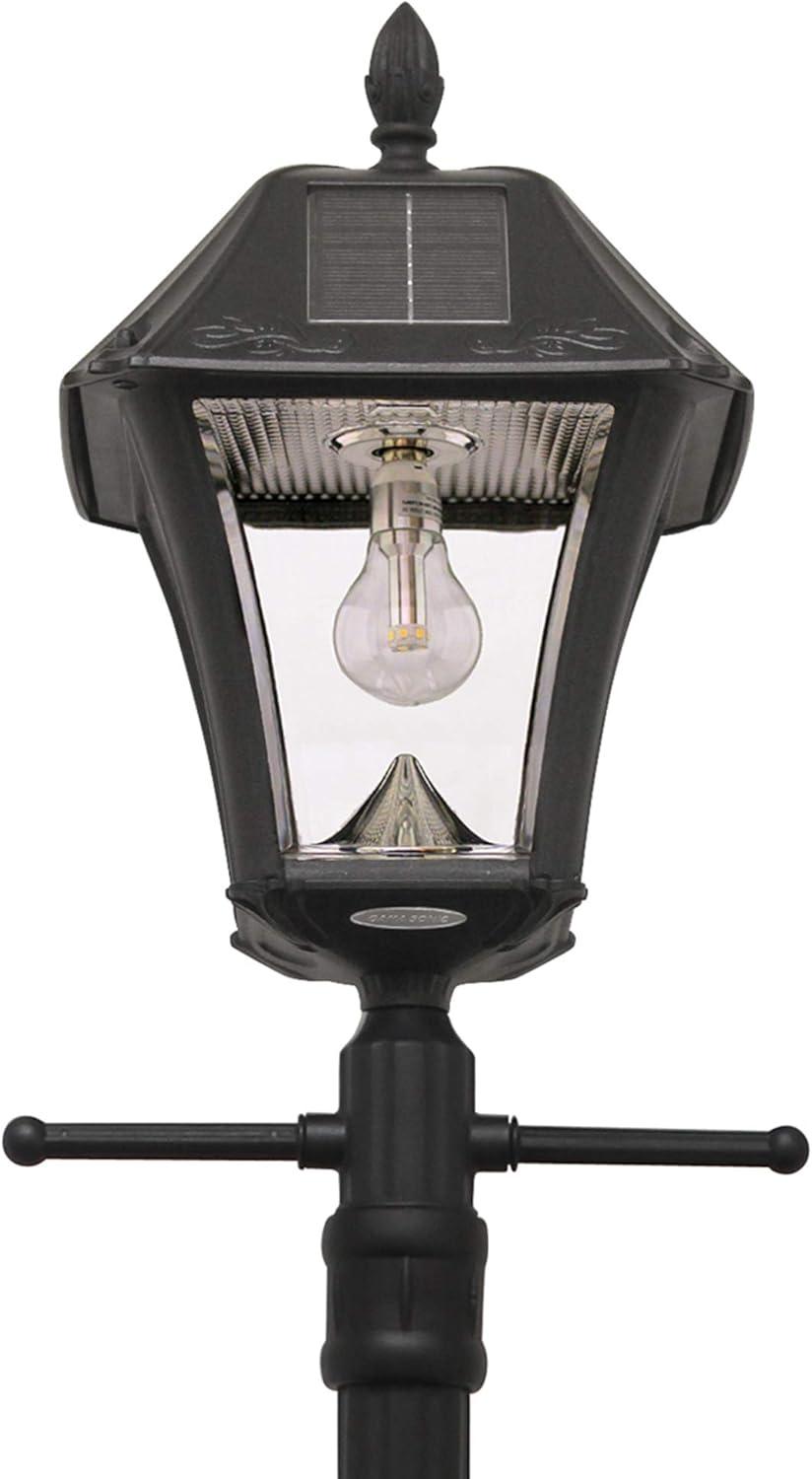 Baytown II Black Resin Solar Lamp Post with LED Light