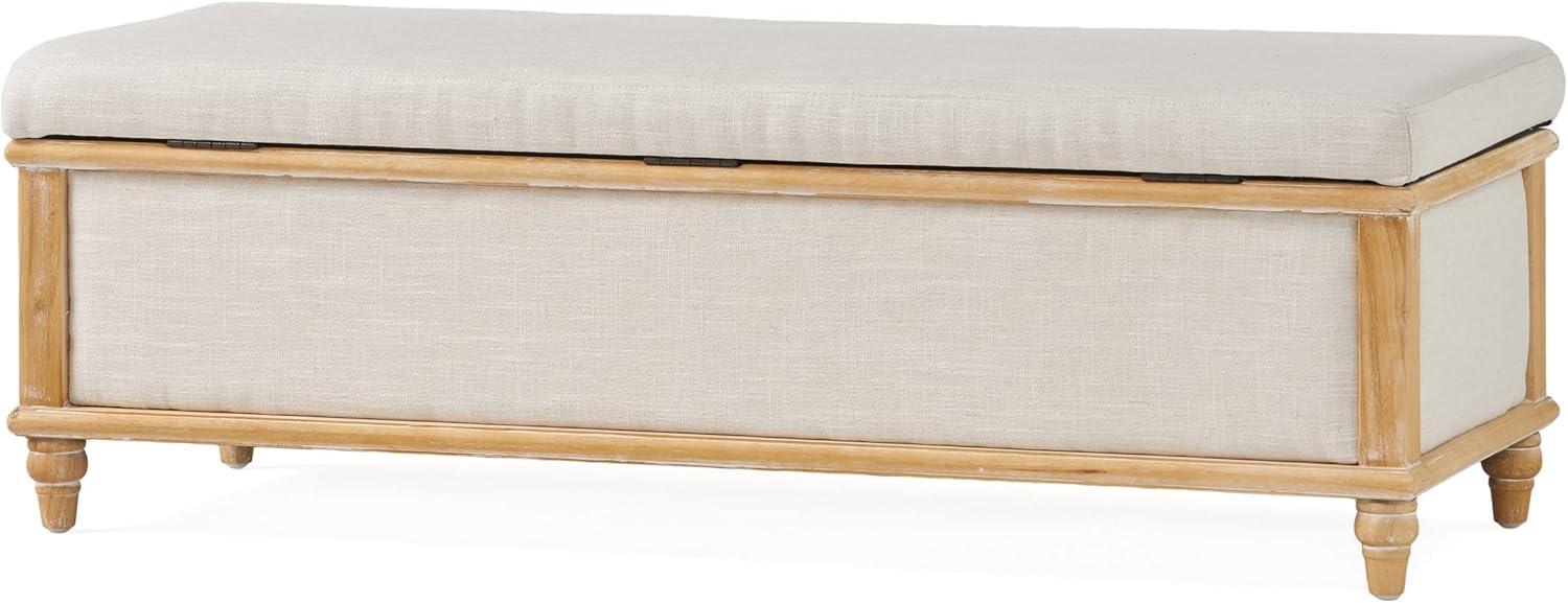 Provo Weathered Wood Light Beige Fabric Storage Ottoman