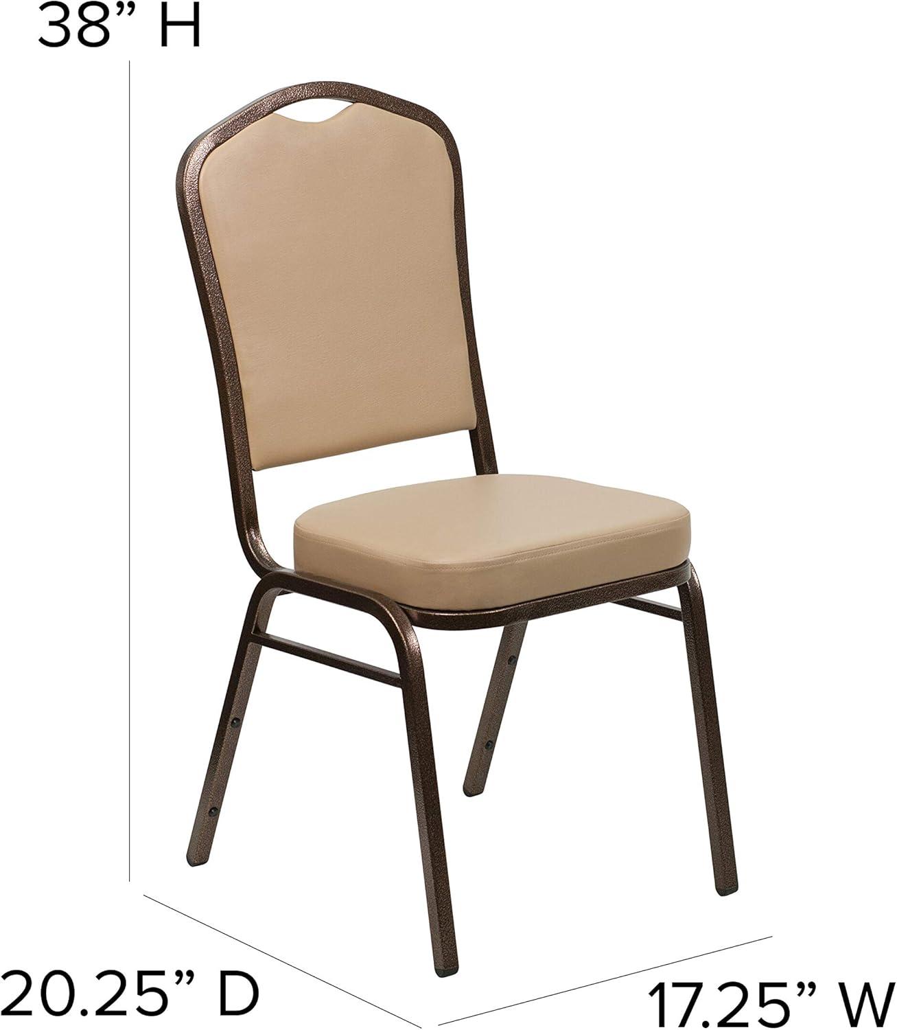 BizChair 4 Pack Crown Back Stacking Banquet Chair in Tan Vinyl - Copper Vein Frame