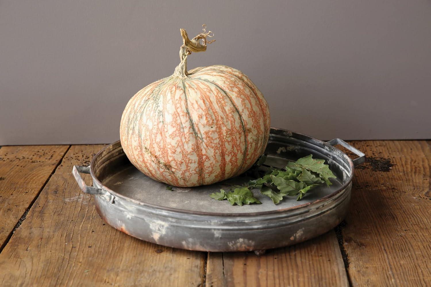 Creative Co-Op Round Decorative Iron Tray with Handles