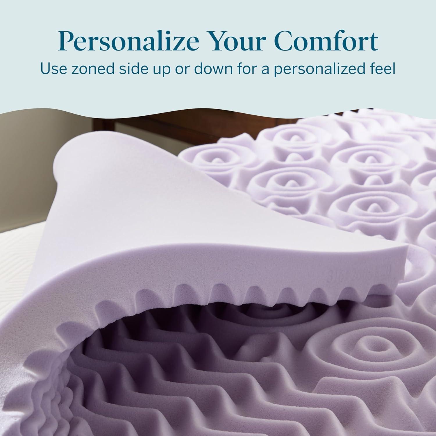 Lucid Comfort Collection 2" Zoned Lavender Memory Foam Mattress Topper