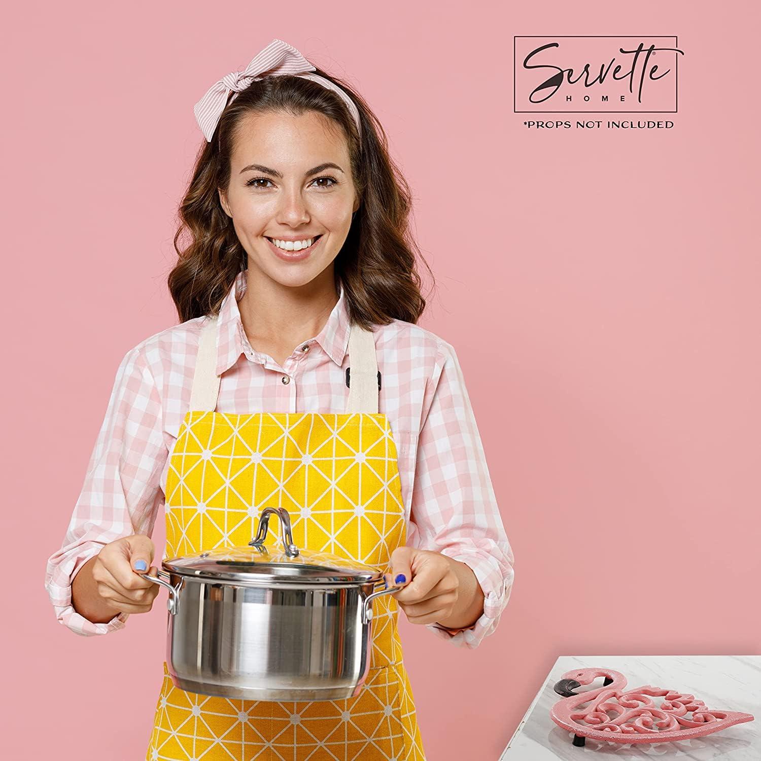 Servette Home Cast Iron Pink Flamingo Trivets for Hot Dishes 7 L x 7 W inches