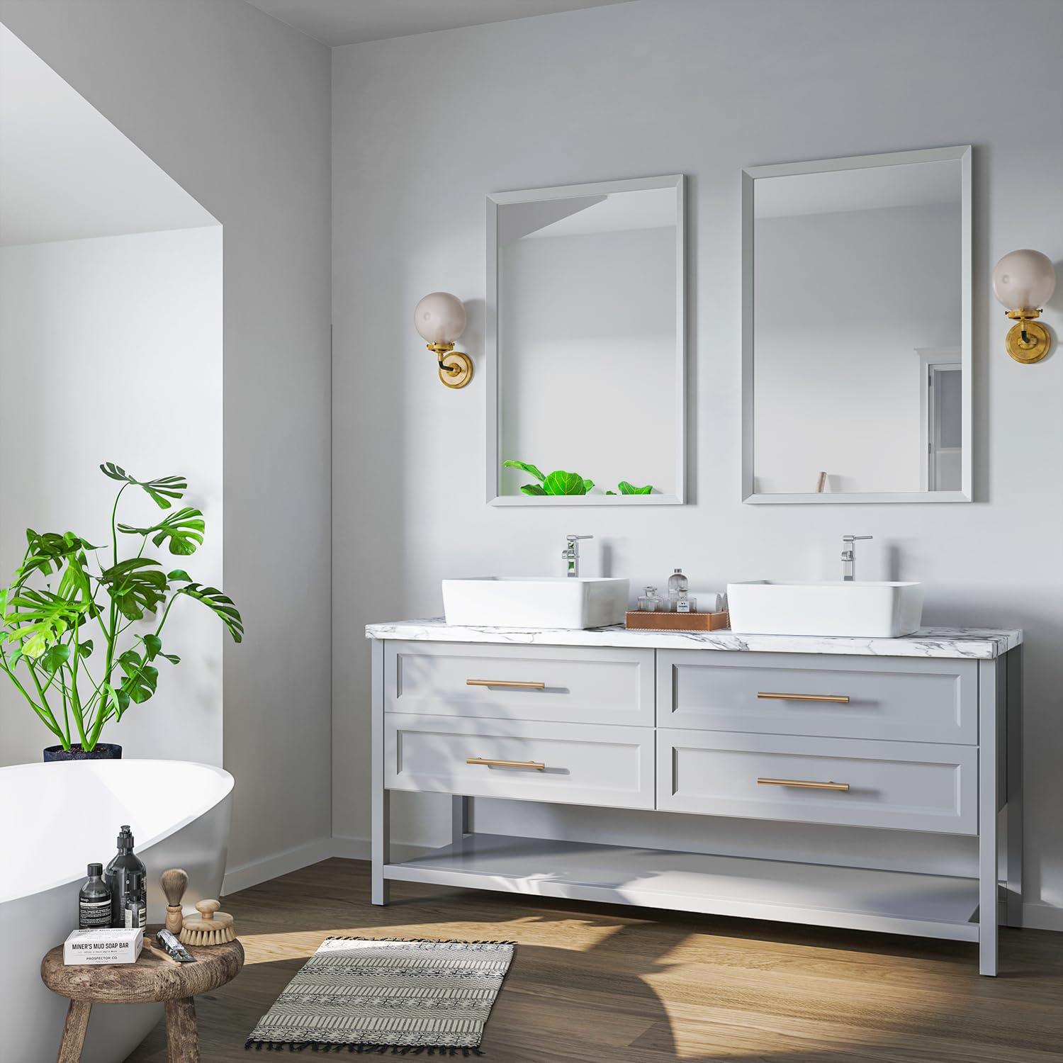 19"L x 15"W White Ceramic Rectangular Bathroom Vessel Sink Drop-in Vanity Sink