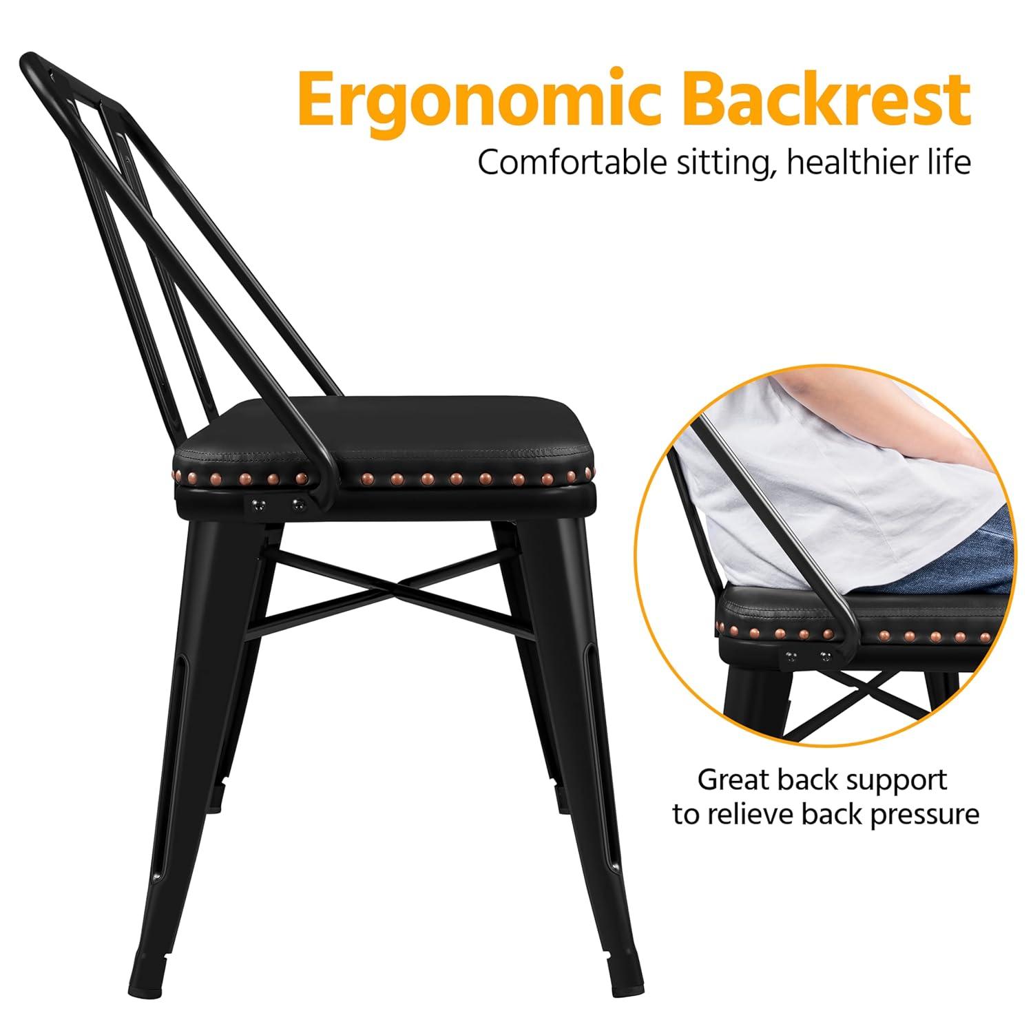 Yaheetech Industrial Metal Dining Bench with Upholstered Seat, Black