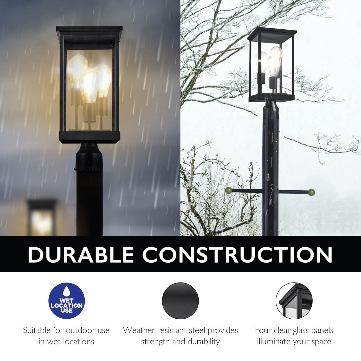 Design House 589200-BLK Mayfield Outdoor Post Top Light with Clear Glass Modern for Porch Entryway Patio, Black