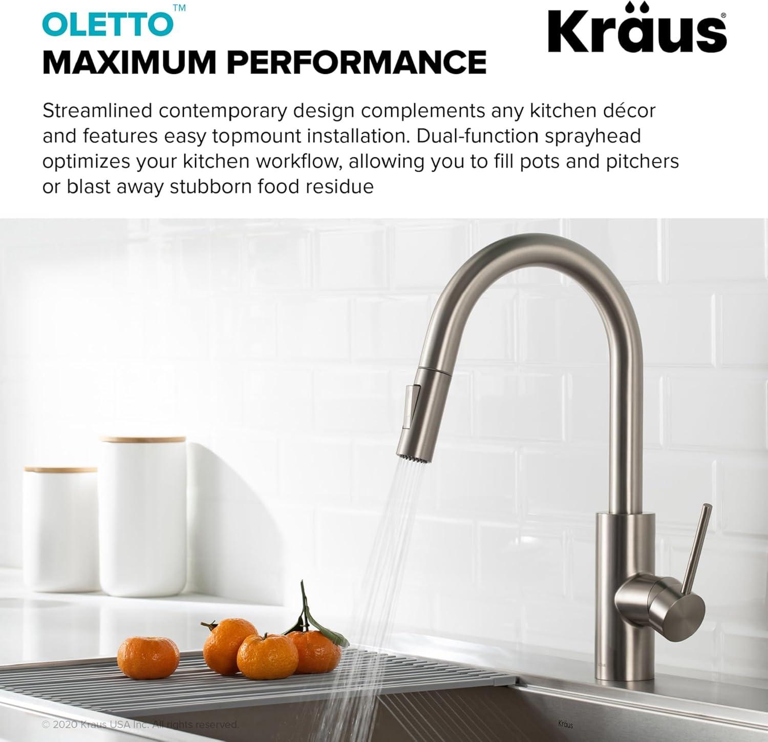 KRAUS Oletto Pull-Down Kitchen Faucet and Purita Water Filter Faucet Combo