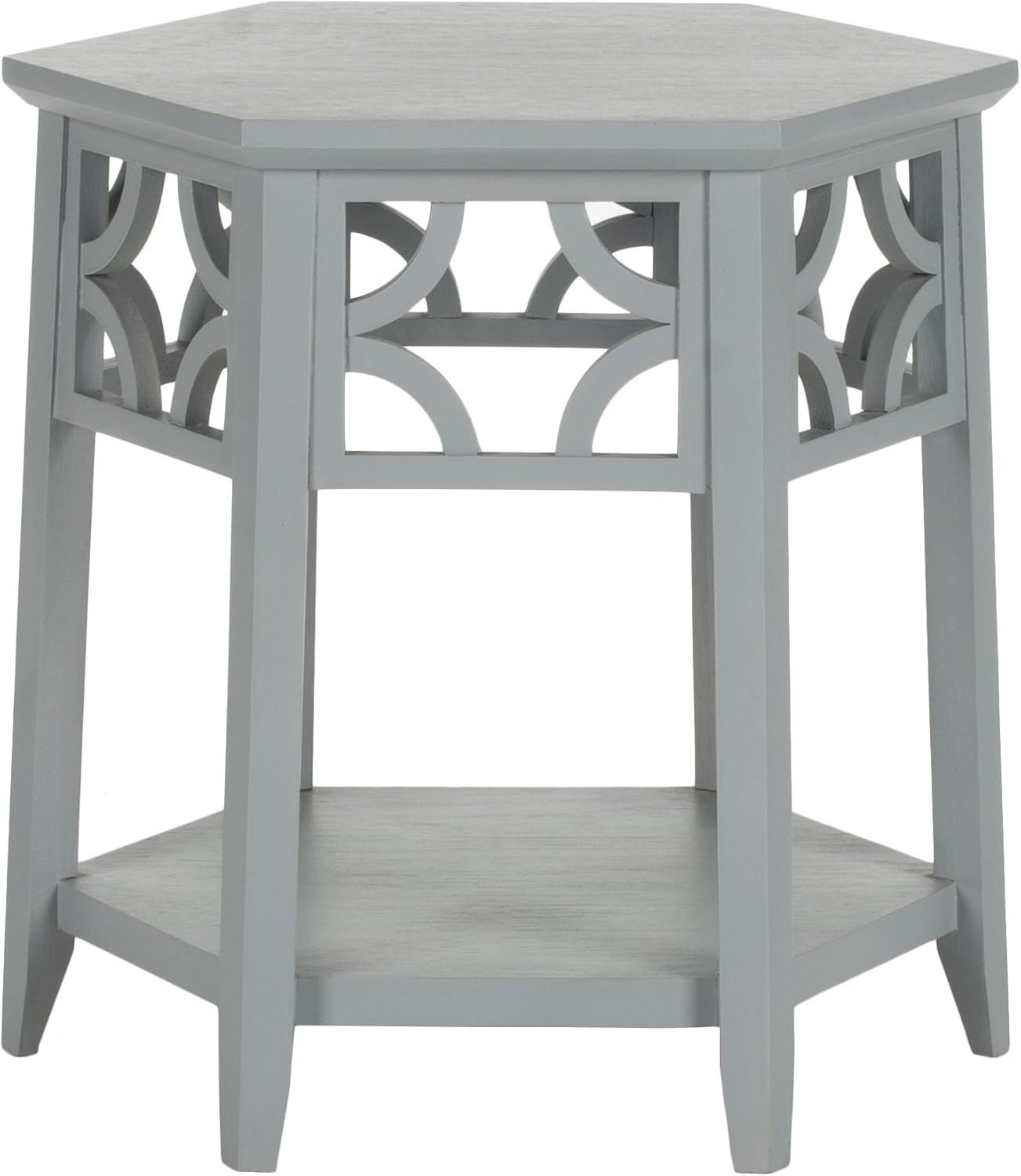 Connor Hexagon End Table - AMH4602C - Pearl Blue Grey - Safavieh Couture
