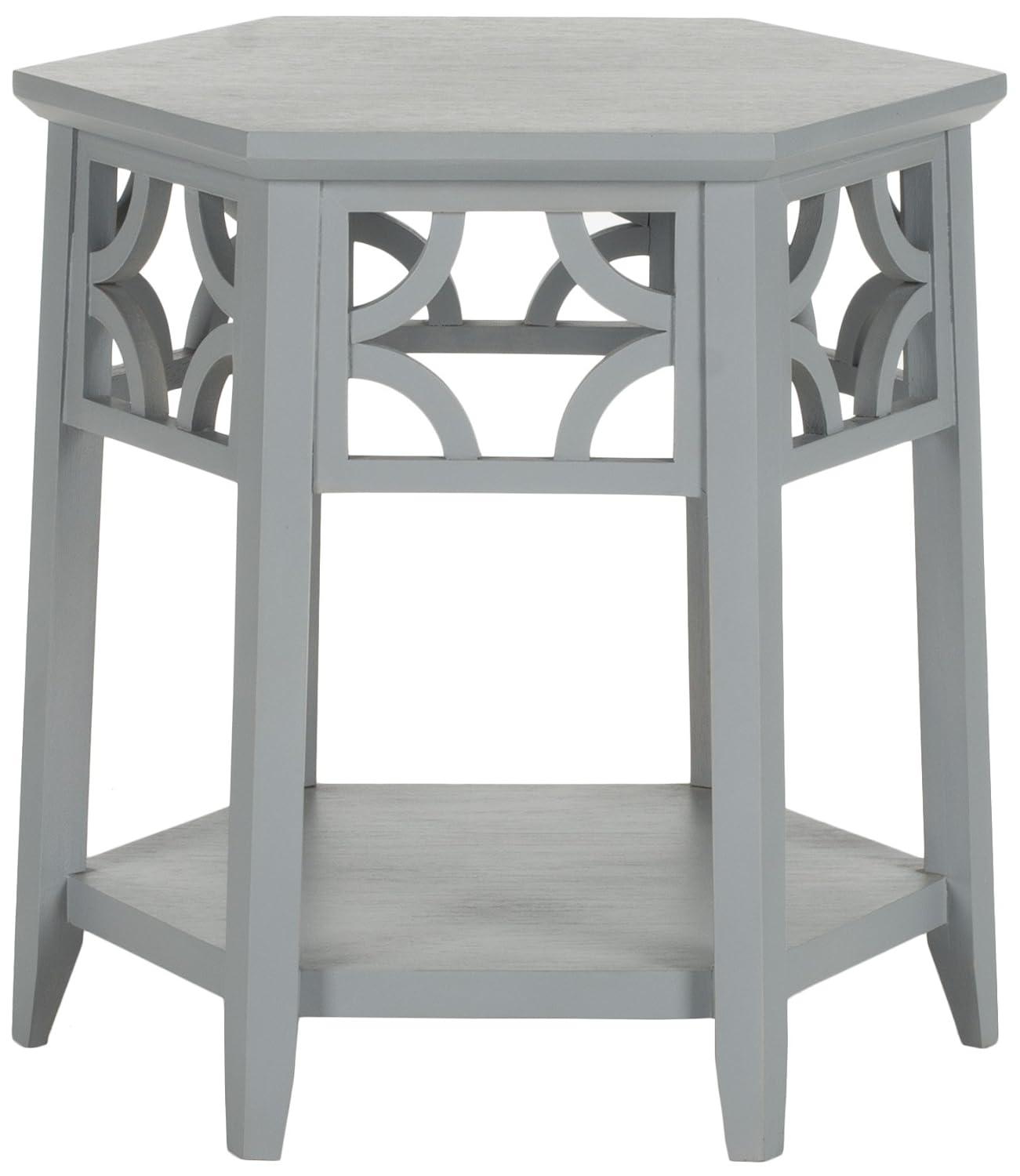 Connor Hexagon End Table - AMH4602C - Pearl Blue Grey - Safavieh Couture