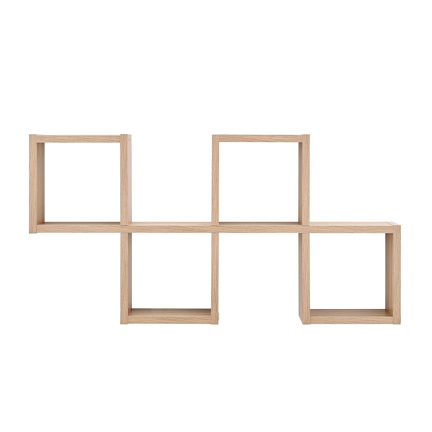 Danya B. 30" x 15.25" Cubby Chessboard Wall Shelf Chestnut - MDF, Contemporary Design, Interlocking
