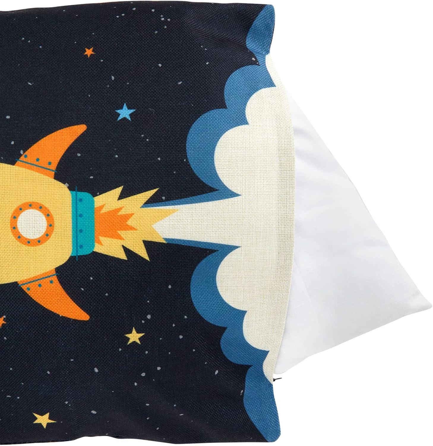 Kids Space-Themed Polyester Throw Pillow Covers Set