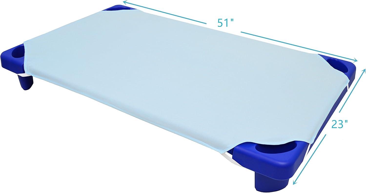 American Baby Company 10-Piece 100% Natural Cotton Percale Standard Daycare/Pre-School Cot Sheet, Blue, 23" x 51", Soft Breathable, for Boys and Girls