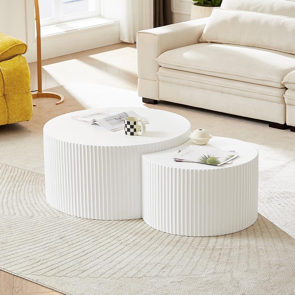 Hokku Designs Blayne 23.62" Round Nesting Coffee Table (2-Pieces)