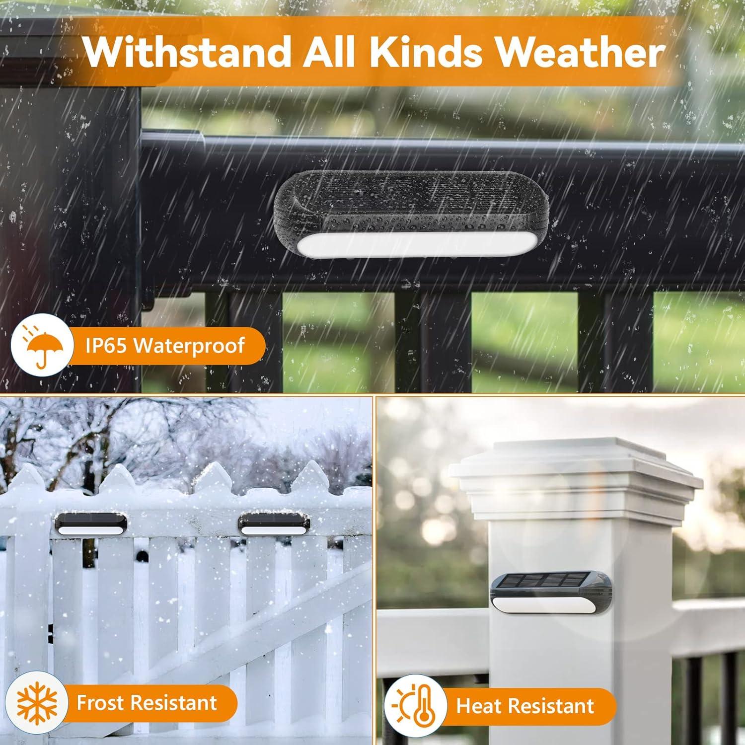 WdtPro Matte Black Solar Powered Integrated LED Step Light Kit (Set of 8)