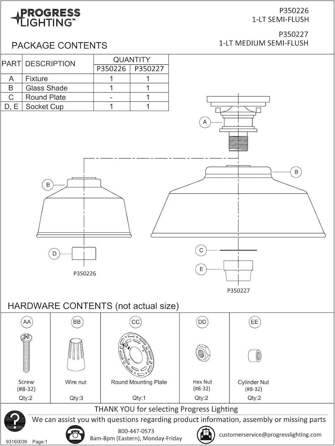 Glass Semi Flush Mount