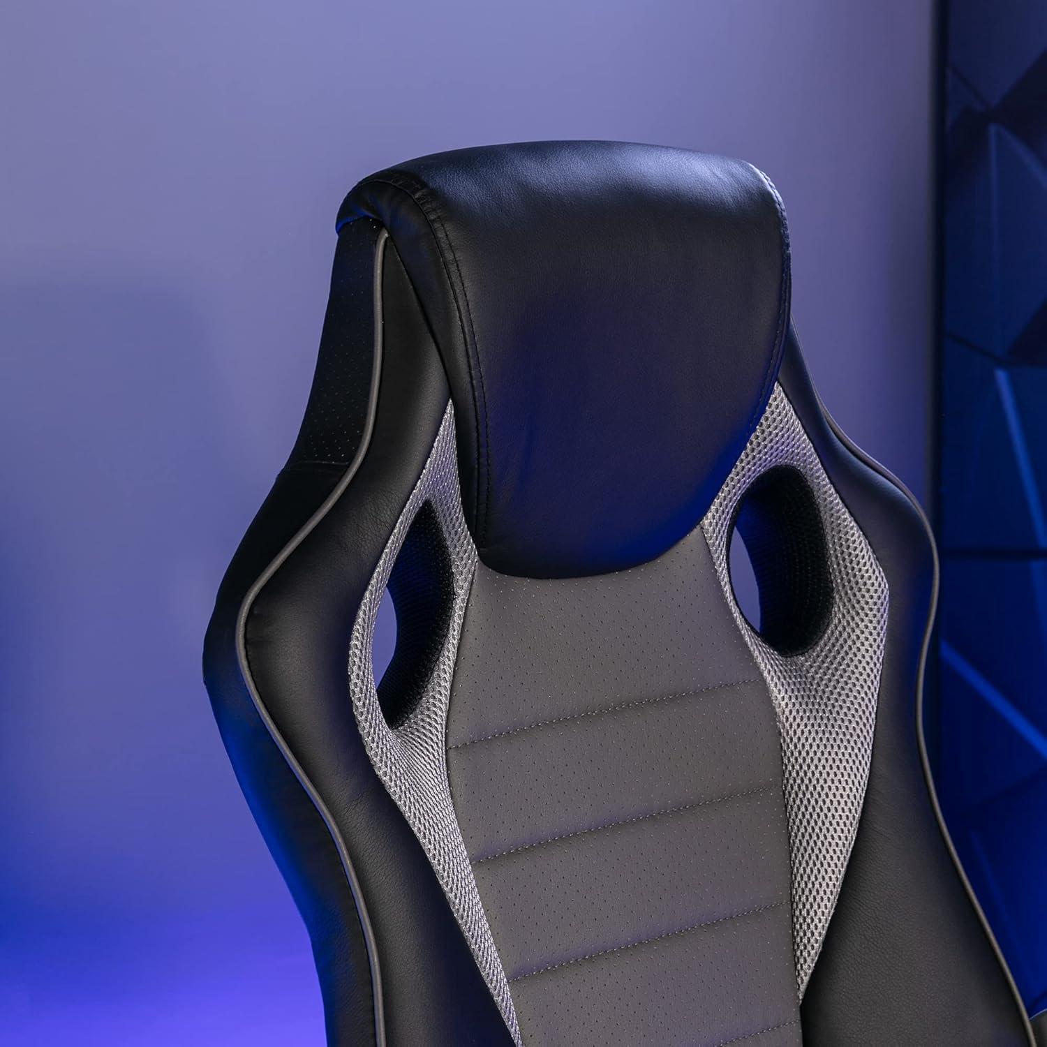 X Rocker Rogue 2.0 Bluetooth PC Chair, Gray, 25.6 x 23.62 x 43.5