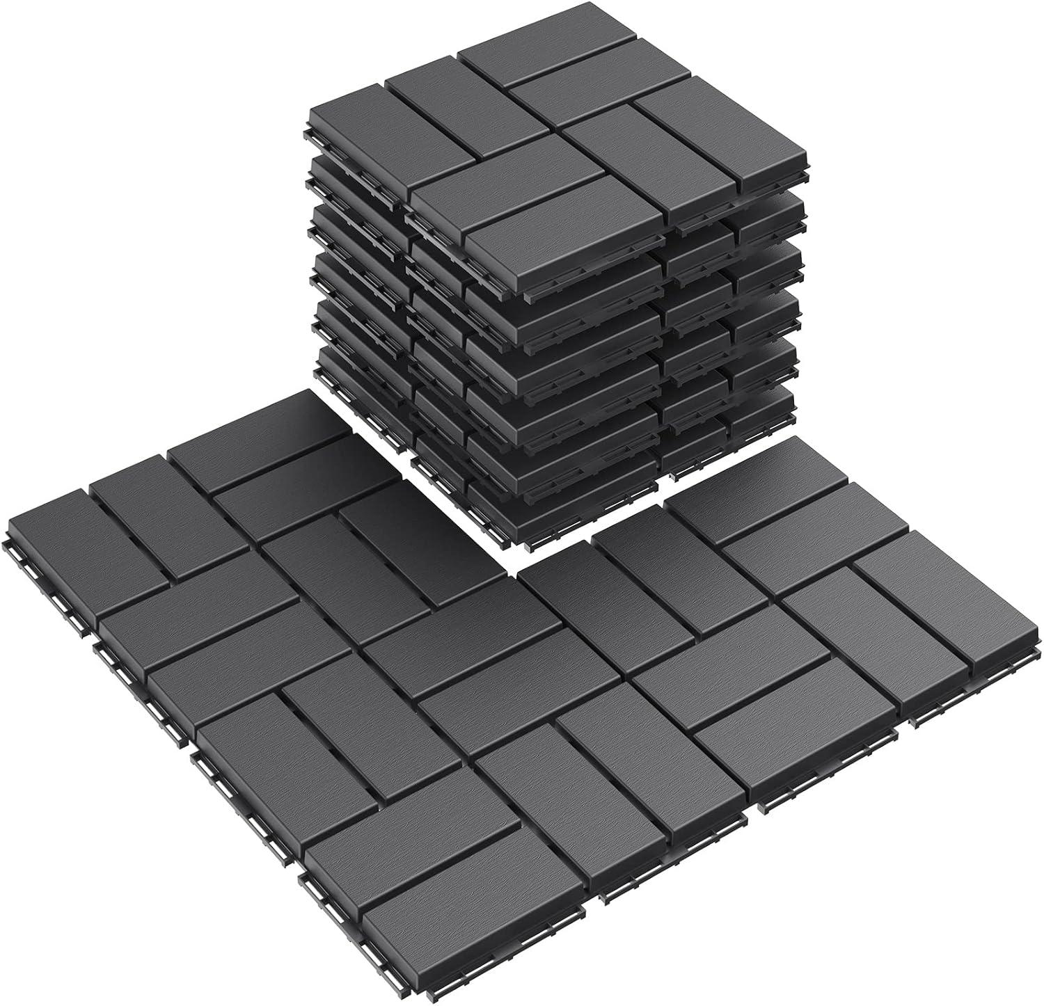 Dark Gray 12"x12" Interlocking Waterproof Deck Tiles, 9 Pack