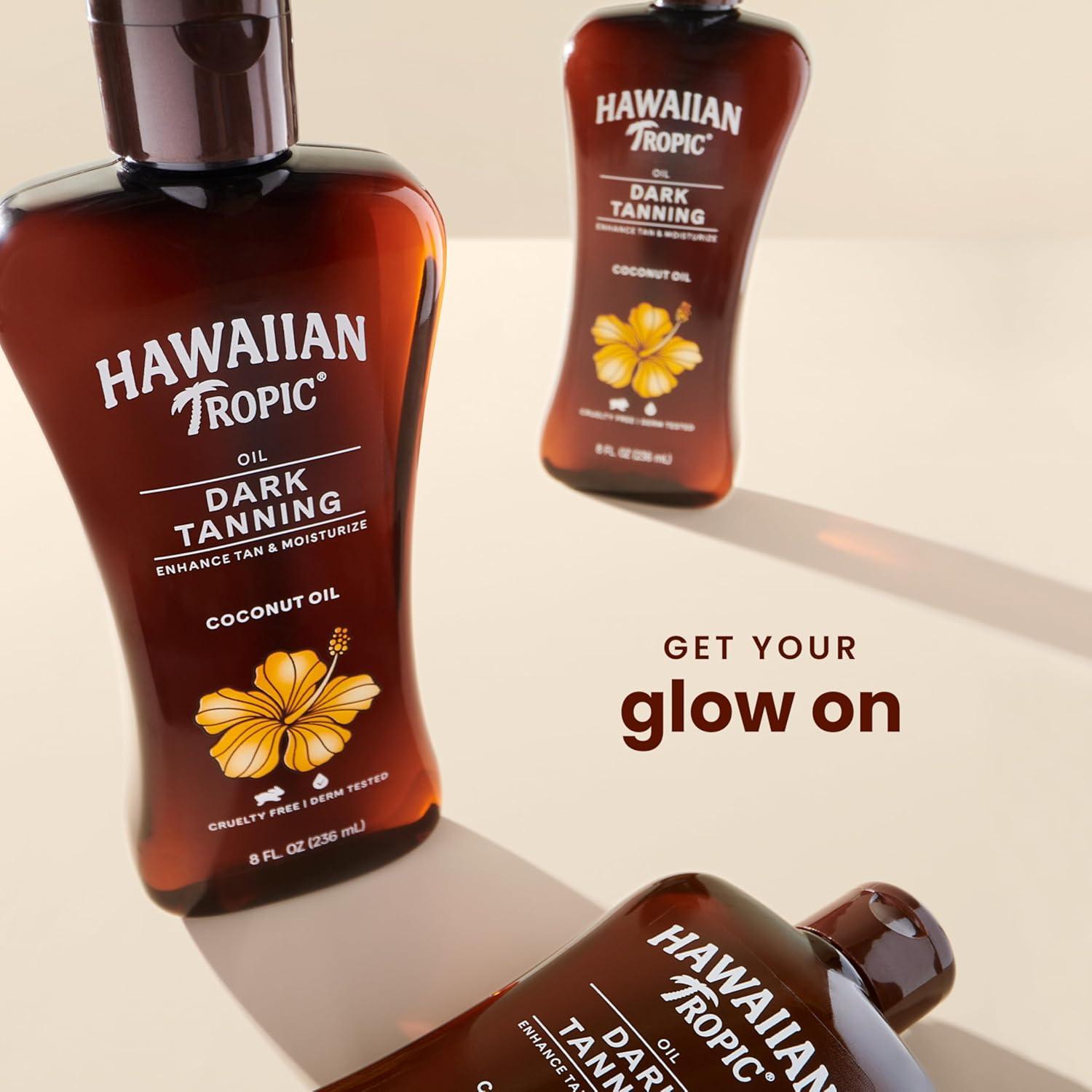 Hawaiian Tropic Dark Tanning Oil, 8oz | Moisturizing Body Oil, Tan Enhancer, Cocoa Butter Oil, Coconut Oil for Skin, Oxybenzone Free, 8oz each Twin Pack C14