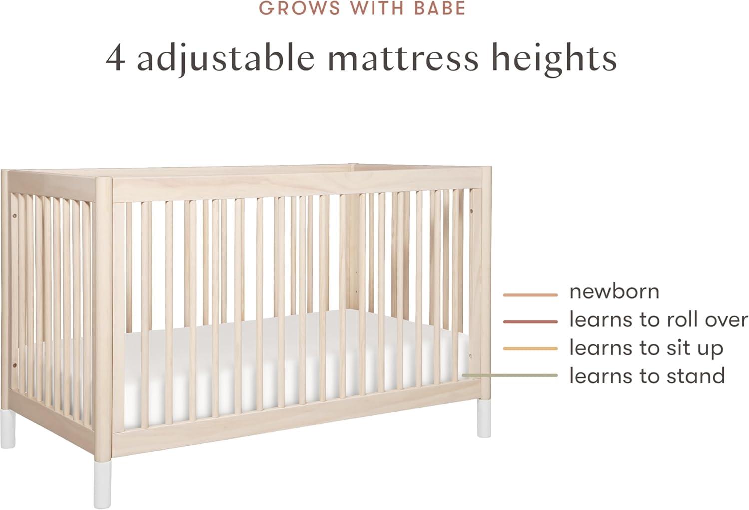 Babyletto Gelato White & Washed Natural Wood 4-in-1 Convertible Baby Crib with Toddler Bed Conversion Kit