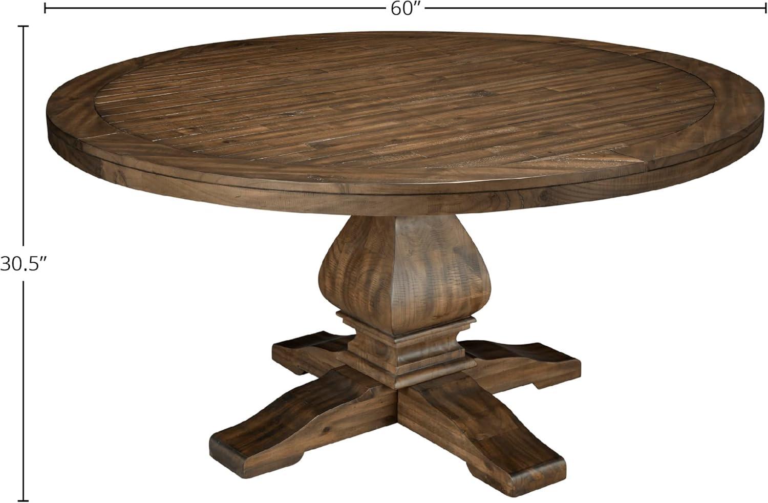 Alpine Furniture Kensington 60" Round Solid Pine Dining Table in Walnut