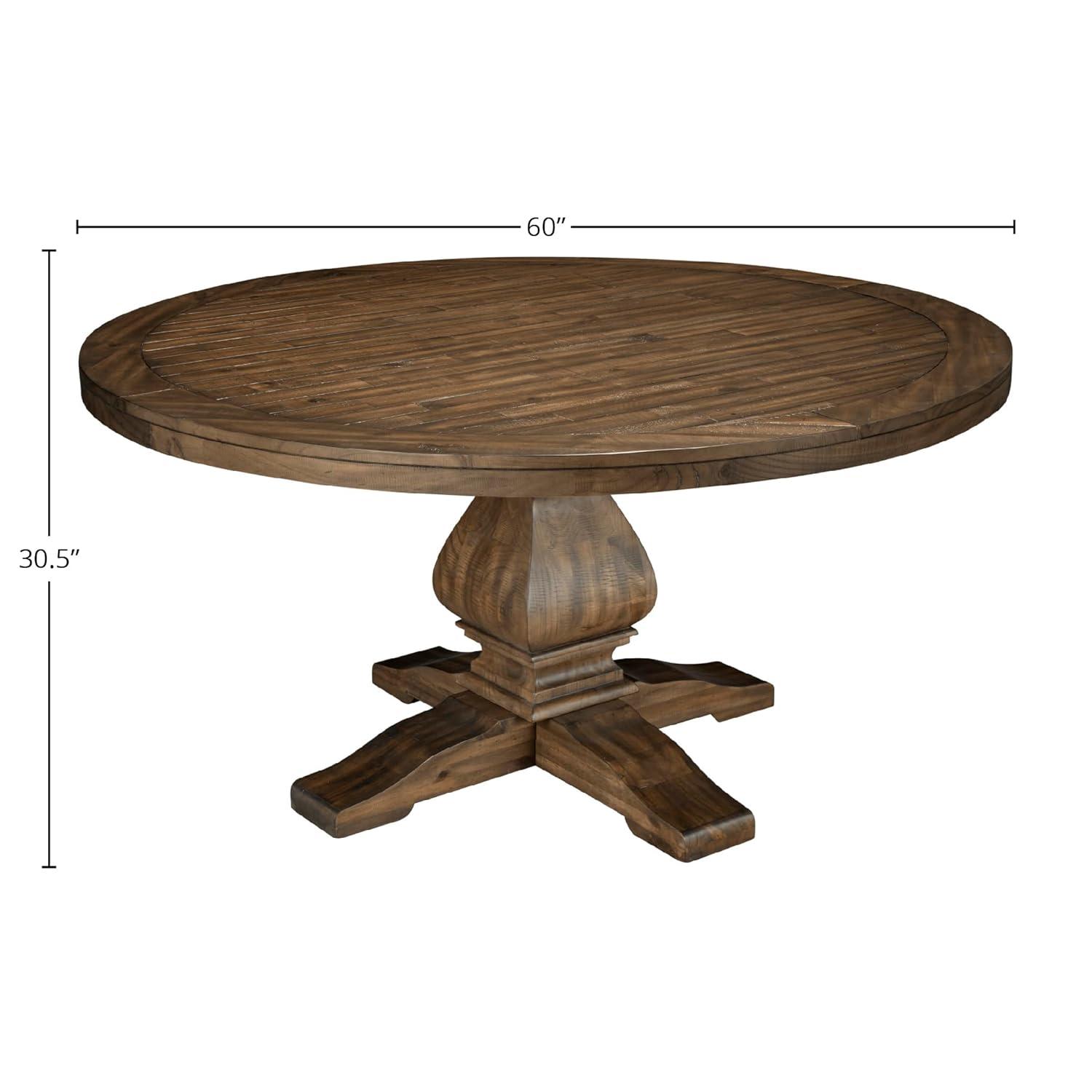 Alpine Furniture Kensington 60" Round Solid Pine Dining Table in Walnut