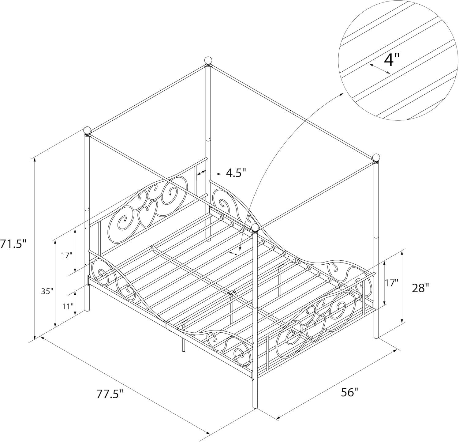 DHP Canopy Metal Bed