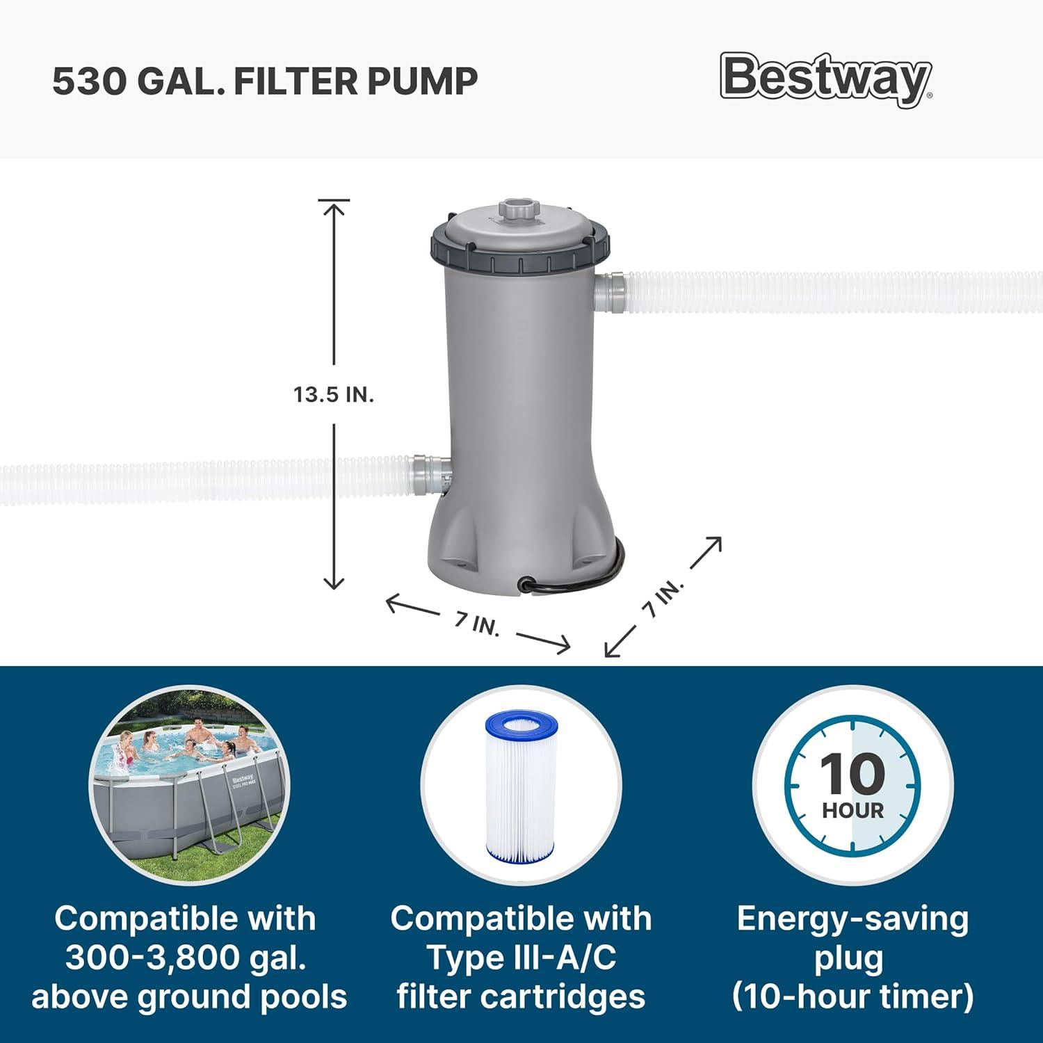 Bestway Power Steel 14' x 8'2" x 39.5" Oval Above Ground Pool Set | Includes 530gal Filter Pump, Ladder, ChemConnect Dispener