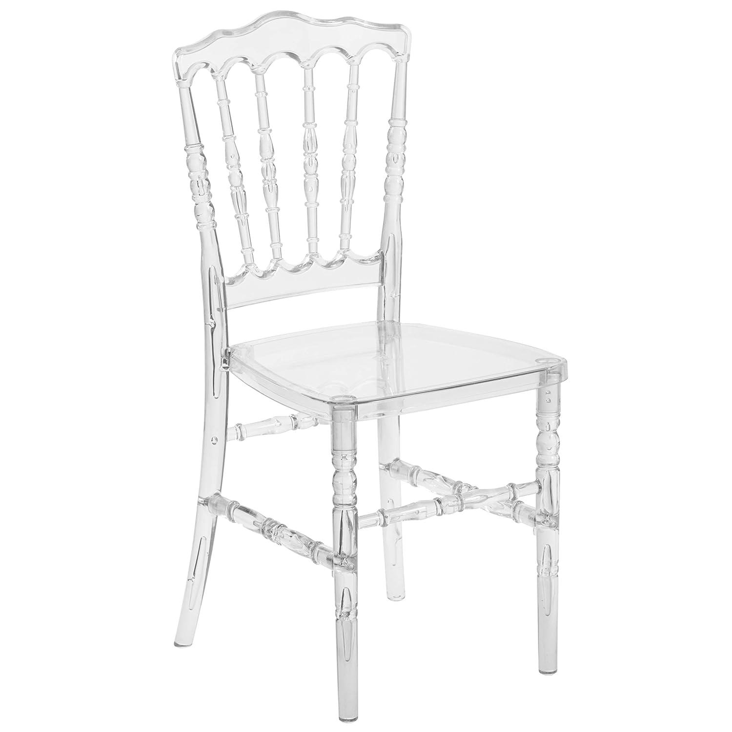 Flash Furniture Wintour Crystal Ice Napoleon Stacking Chair - Event Seating - Hospitality Seating (Set of 2)