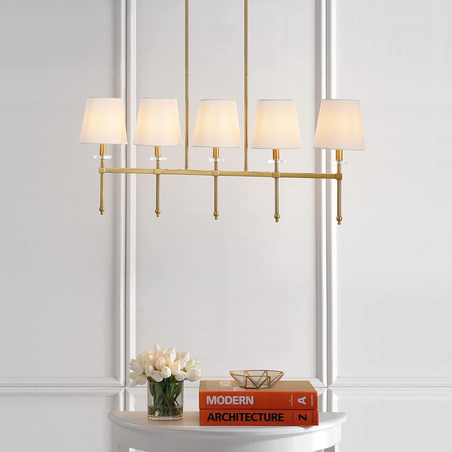 Sophie 38.5" 5-Light Modern Midcentury Iron Linear LED Pendant, Brass Gold