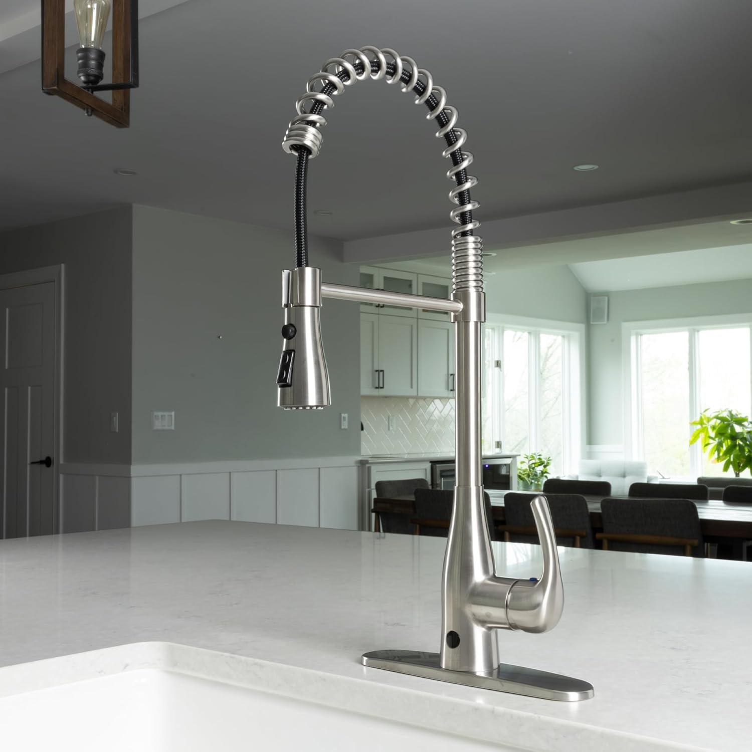 Touchless Spring Neck Pull Down Single Handle Kitchen Faucet