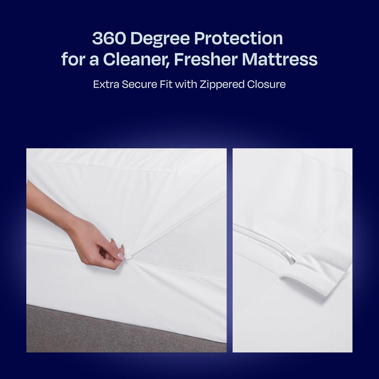 California Design Den Zippered Mattress Encasement Full - Waterproof Mattress Protector - Protects All Six-Sides - Full Size Mattress Cooling Cover