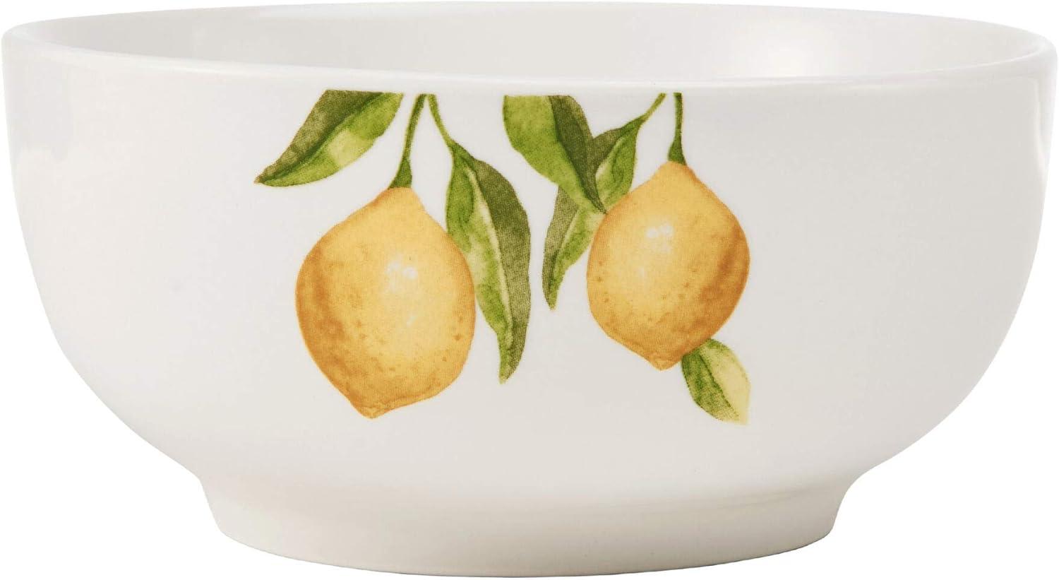 White Porcelain 16-Piece Dinnerware Set with Lemon Accents